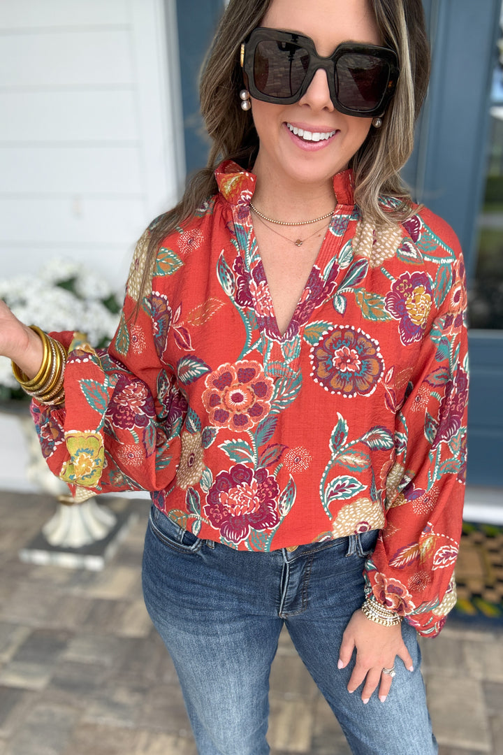 THML: Rust Garden Floral Top