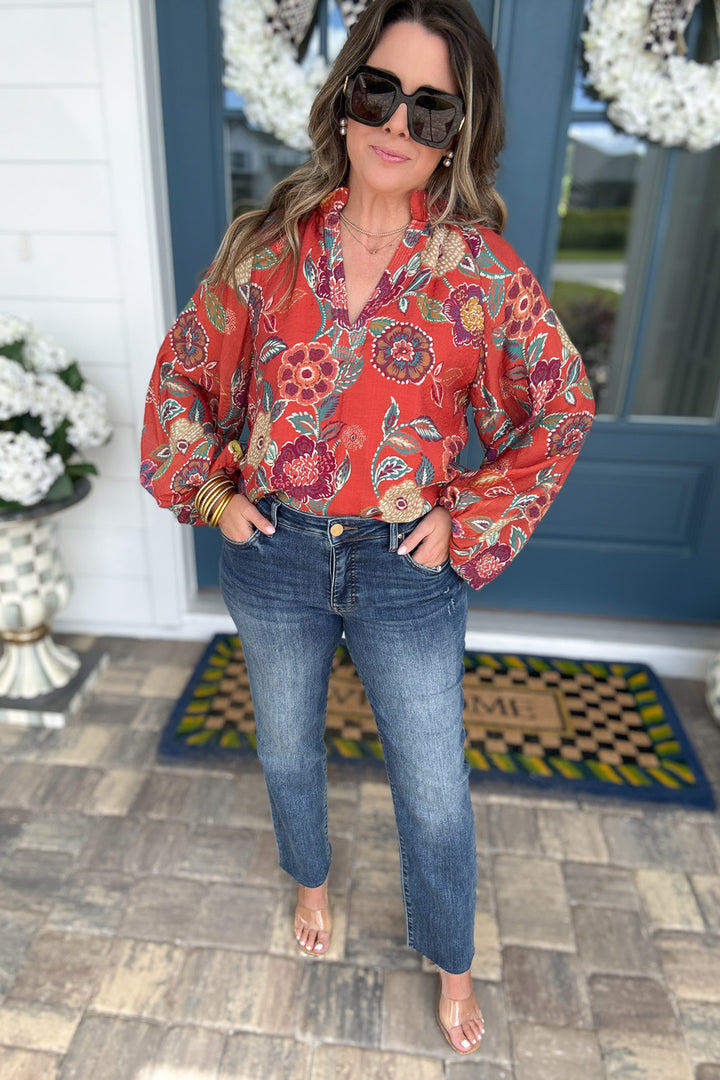 THML: Rust Garden Floral Top