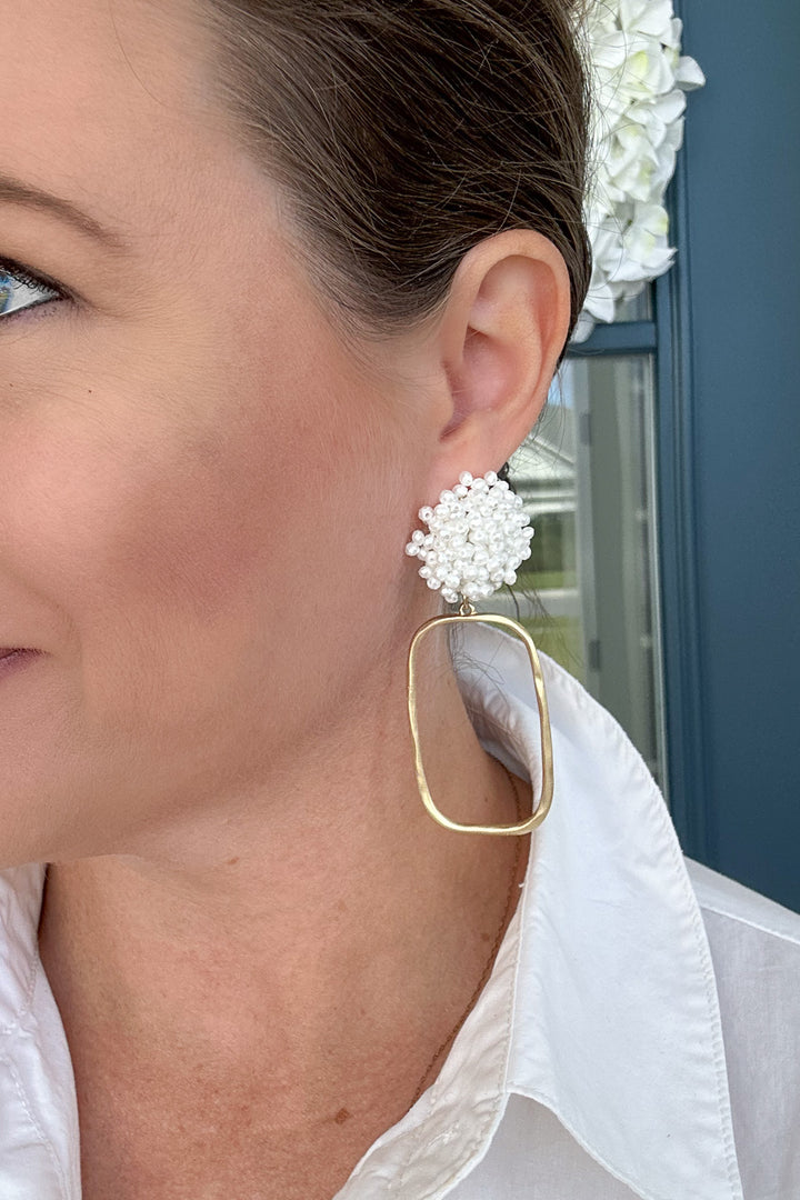 Glam Pearl Cluster Dangle Earring