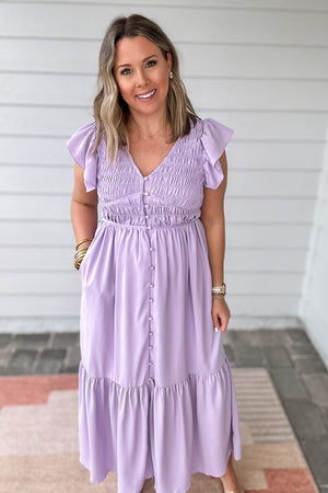Wishing On It Button Front Maxi - Lavender