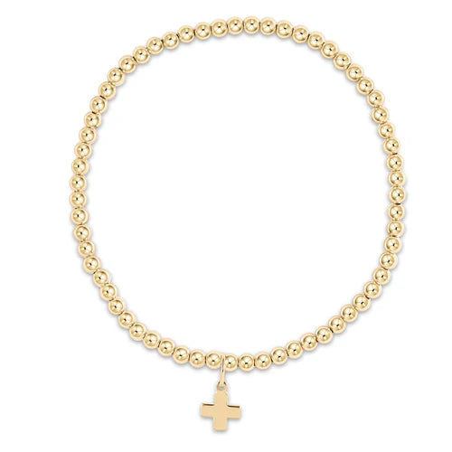 enewton:   classic gold 3mm bead bracelet - signature cross gold charm