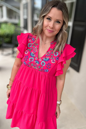 Make Your Move Embroidered Dress - Pink