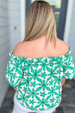 Off The Shoulder Embroidered Top - Green