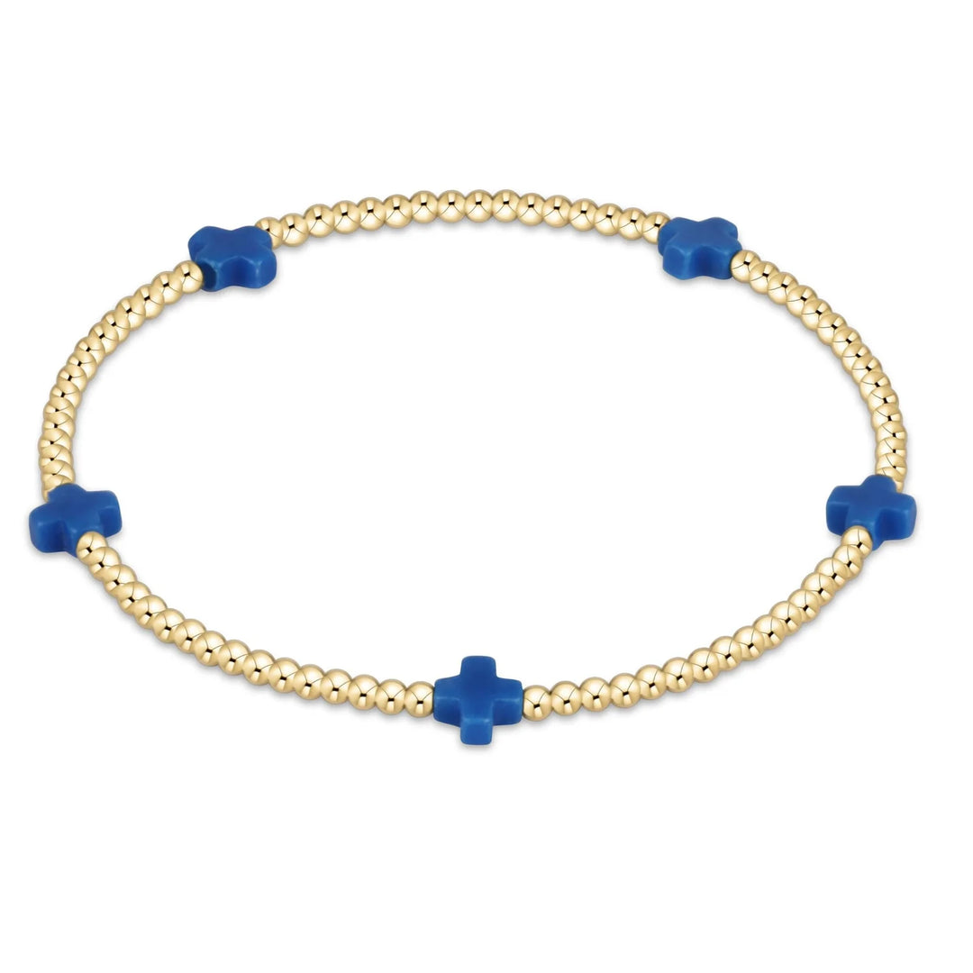 enewton: Signature Cross Small Gold Pattern 2mm Bead - colbalt blue