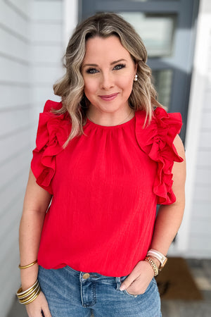 Ruffle Over Top - Red