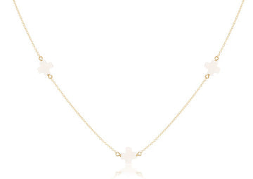 enewton: 15" Choker Simplicity Chain Gold - Signature Cross Off-White