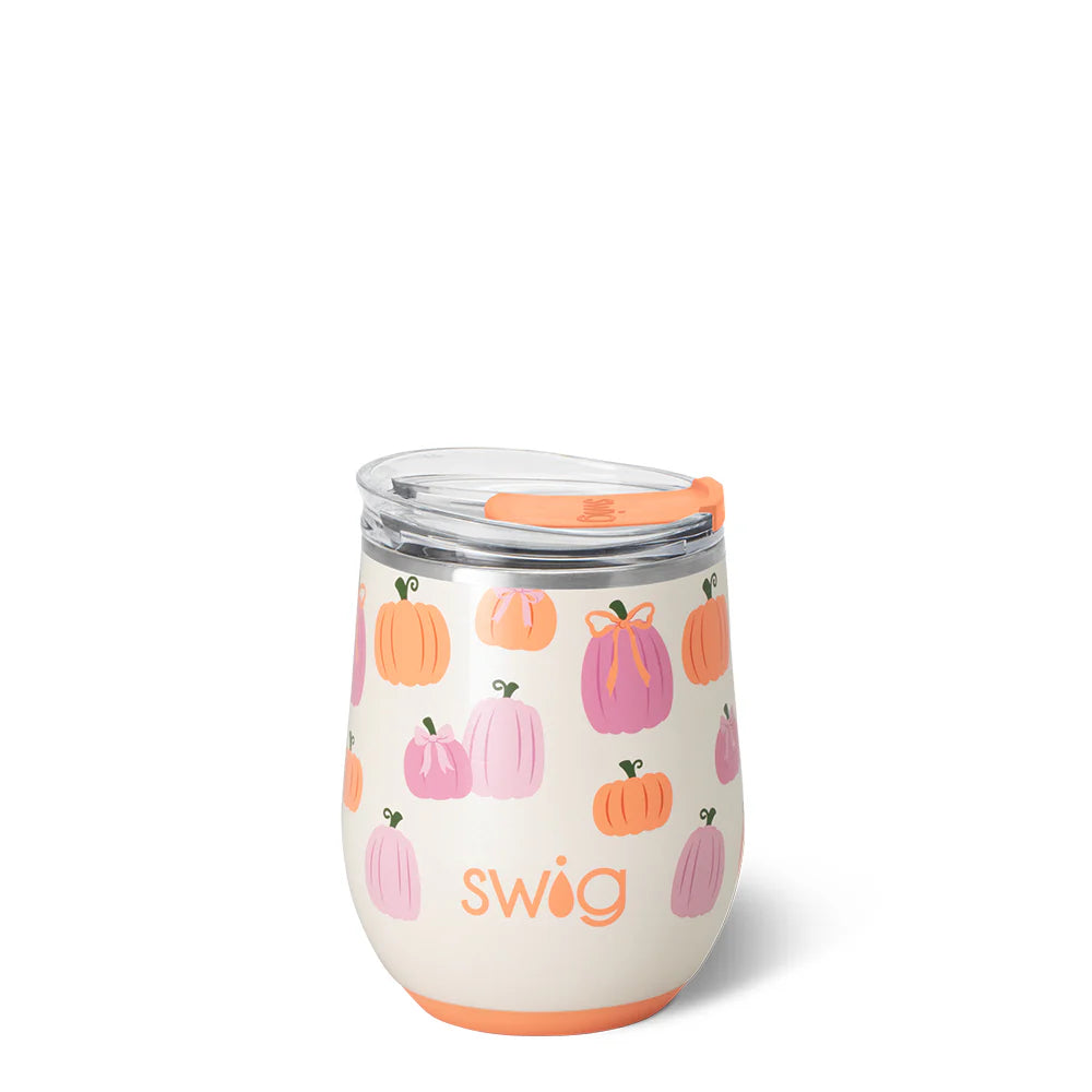 Swig: Pumpkins and Bows Stemless Wine Cup 12oz