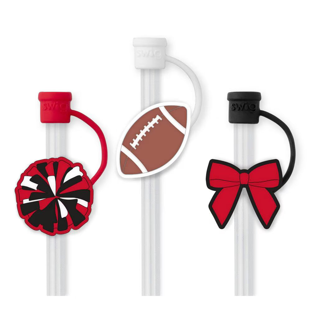 Swig: We’ve Got Spirit Black + Red Straw Topper Set