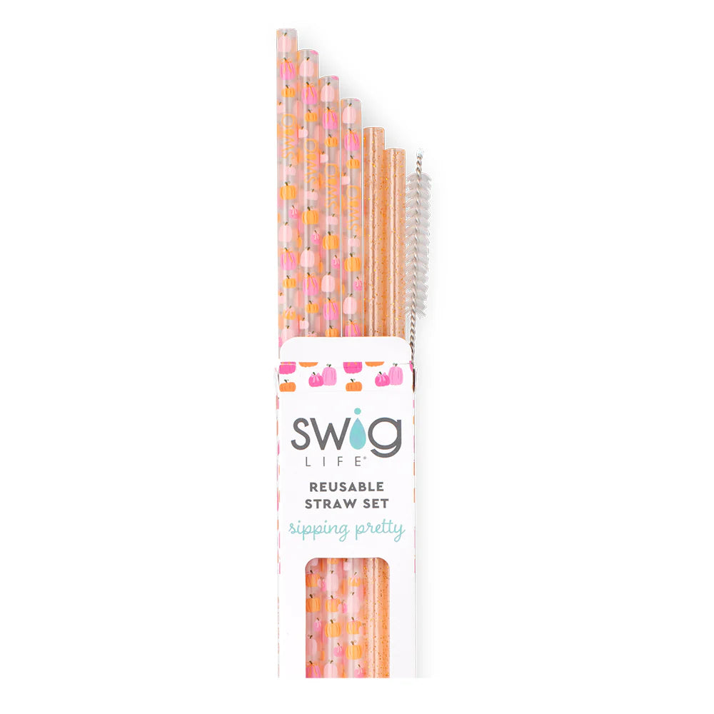 Swig: Pumpkins and Bows Reusable Straw Set