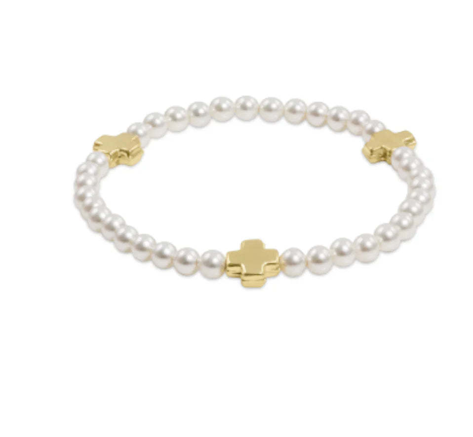 enewton: Signature Cross Pearl Pattern 4mm - Gold