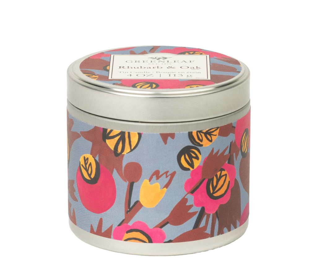 Rhubarb & Oak Tin Candle  4oz