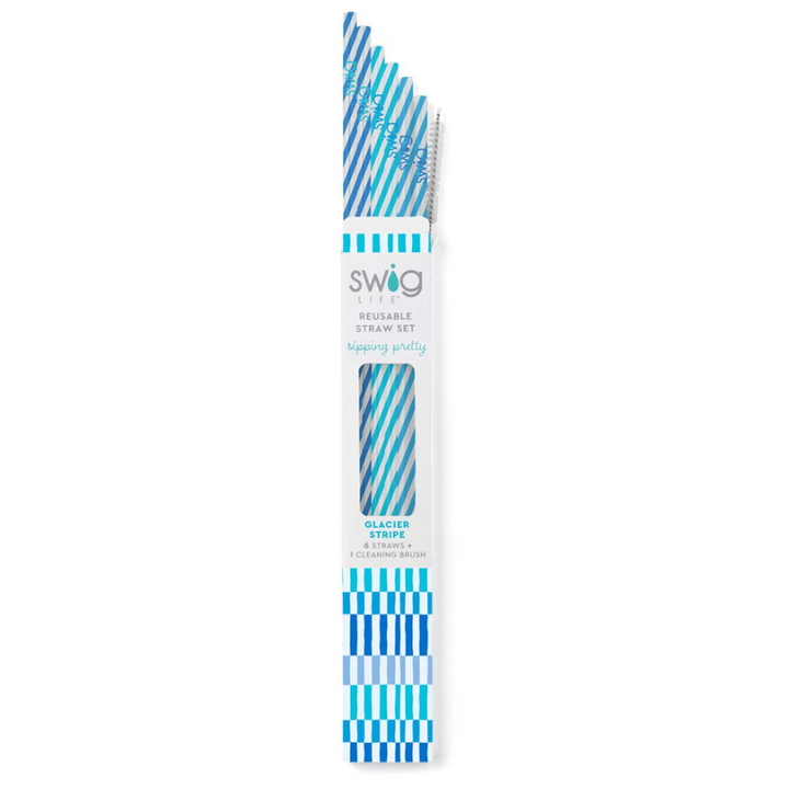Swig: Glacier Stripe Reusable Straw Set