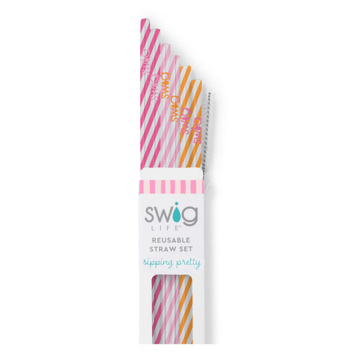 Swig: Sherbet Stripe Reusable Straw Set