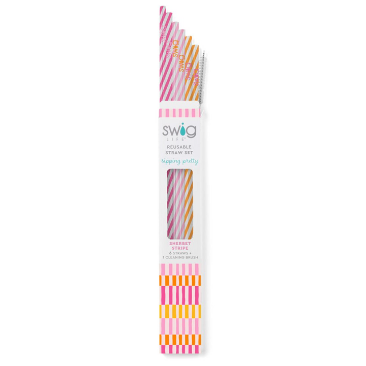 Swig: Sherbet Stripe Reusable Straw Set
