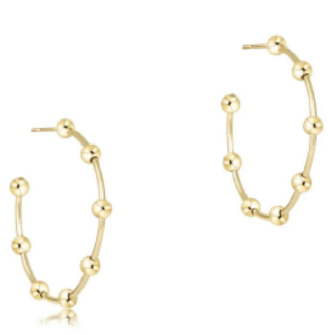 enewton: BEADED SIMPLICITY 1.5" POST HOOP - 4MM GOLD