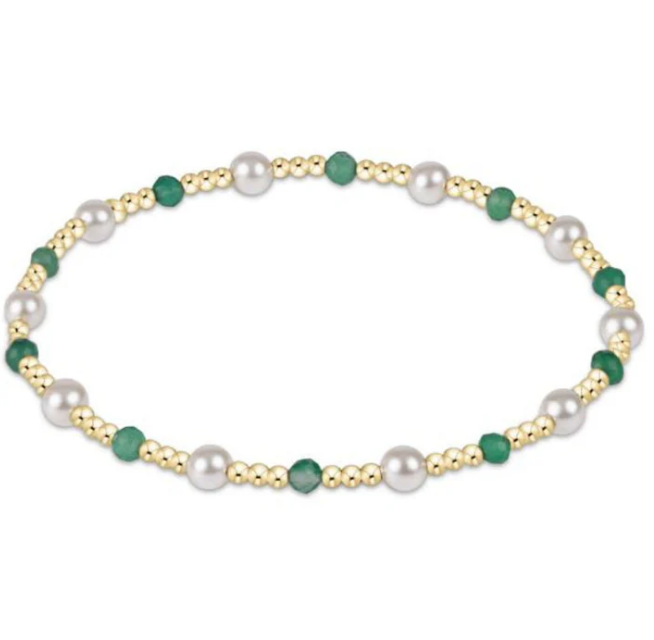 enewton: Pearl Sincerity Pattern 4MM Bead Bracelet - Green Onyx