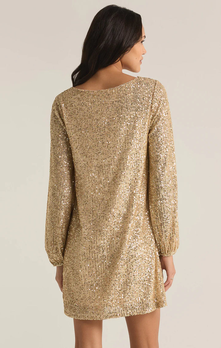 Z Supply: Andromeda Sequin Mini Dress - Champagne