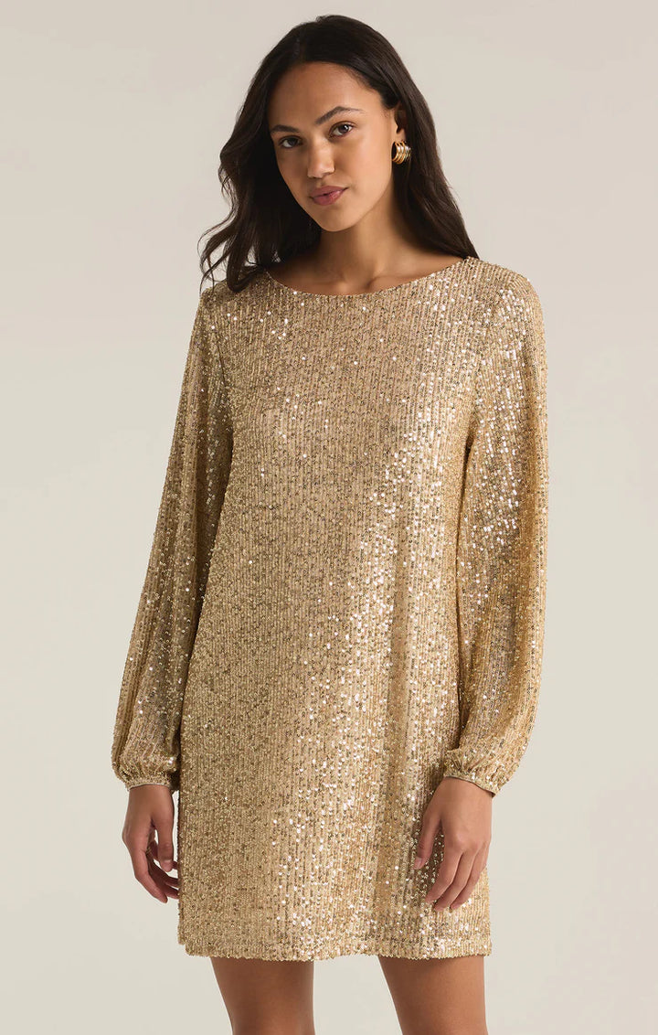 Z Supply: Andromeda Sequin Mini Dress - Champagne