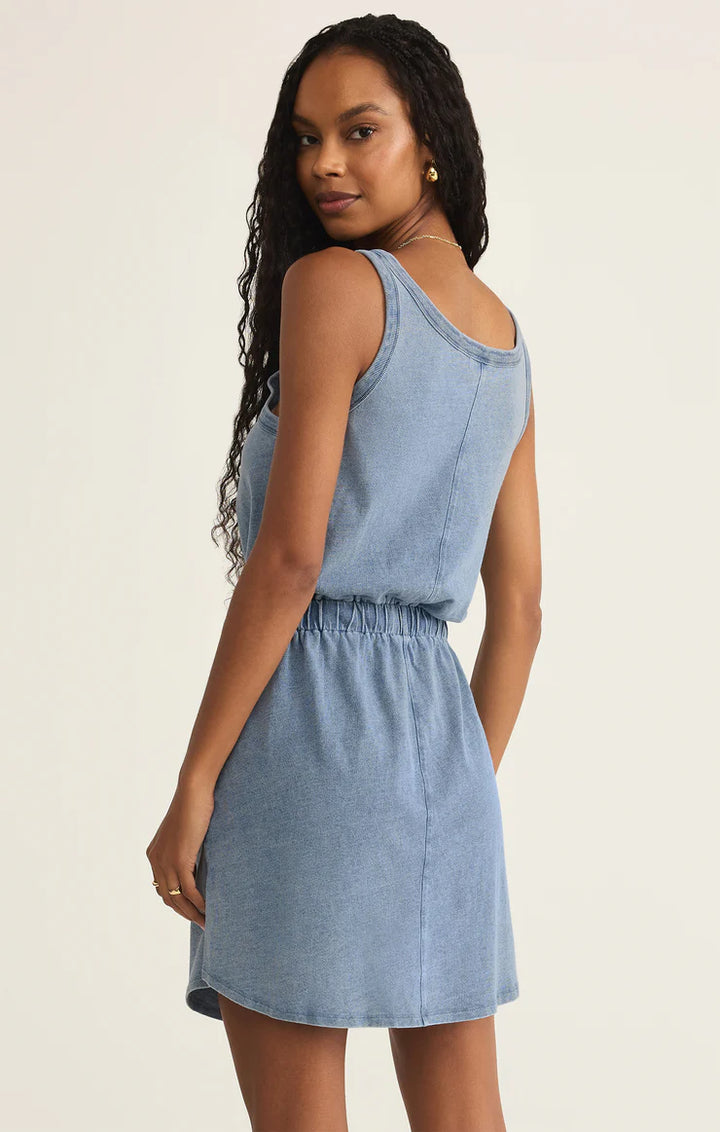 Z Supply: Keegan Jersey Denim Mini Dress -   Medium Indigo