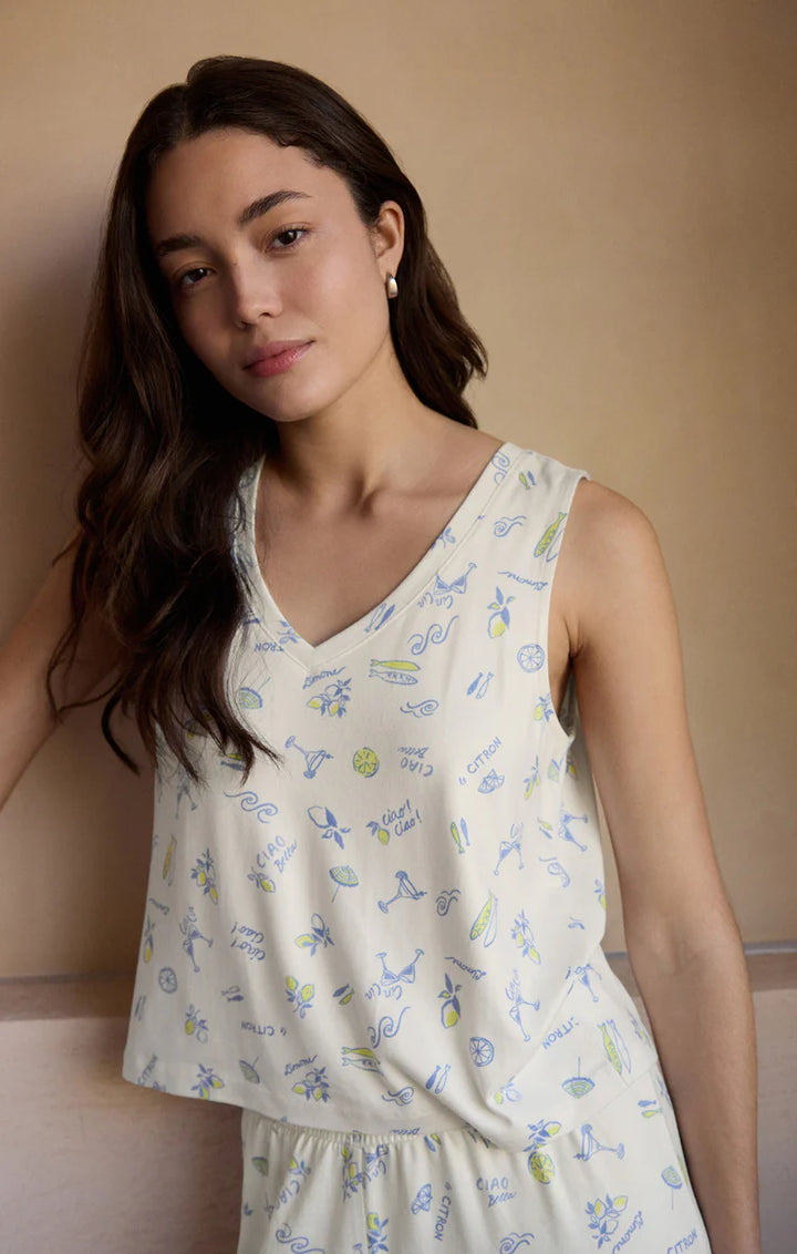 Z Supply: Bridgette Citron Tank - White