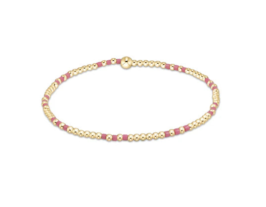Hope Joy Pattern 2mm Bead Bracelet - Bright Pink