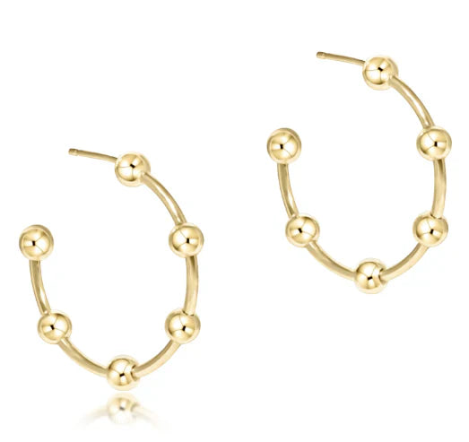 enewton: BEADED SIMPLICITY 1" POST HOOP  - 4MM GOLD