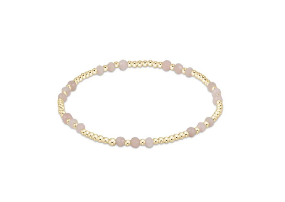 Gemstone Gold Joy Pattern 3mm Bead Bracelet - Pink Opal