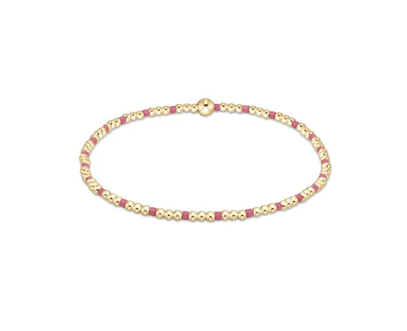 Hope Sincerity Pattern 2mm Bead Bracelet - Bright Pink
