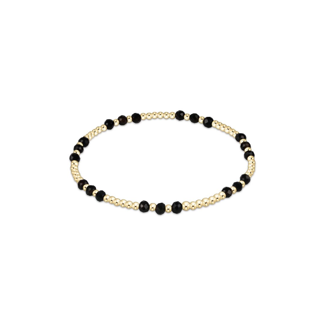 enewton: Gemstone Gold Joy Pattern 3MM Bead Bracelet - Faceted Onyx