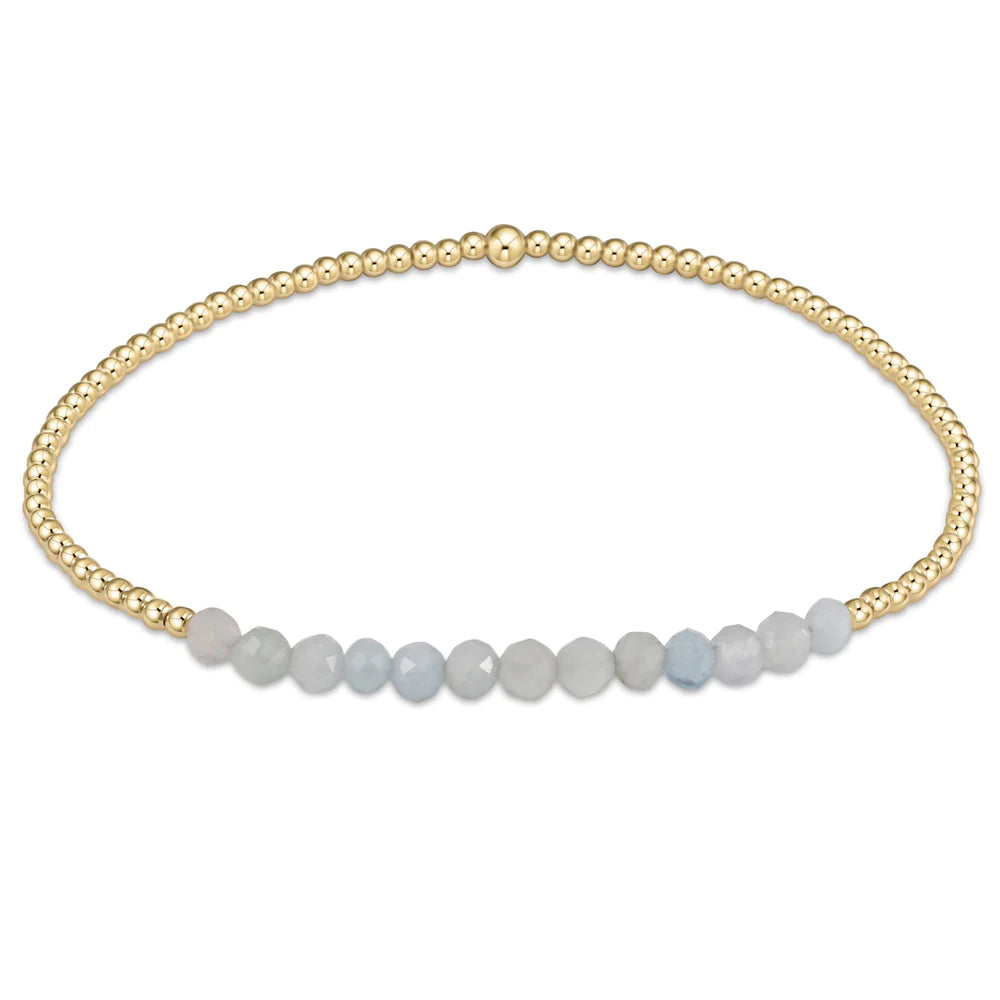enewton: Gold Bliss 2mm Bead Bracelet - Aquamarine