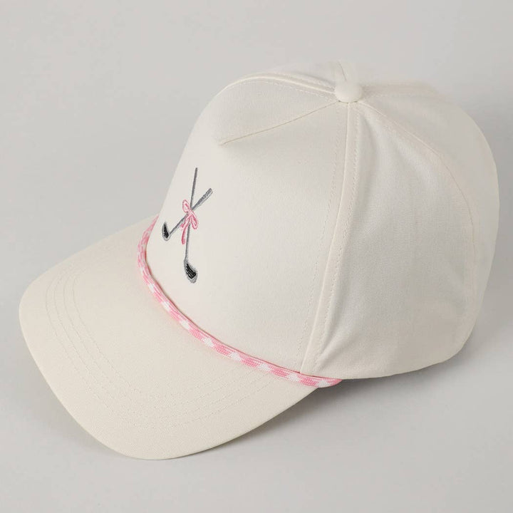 Golf Clubs with Ribbon Embroidered Trucker Hat: Pink