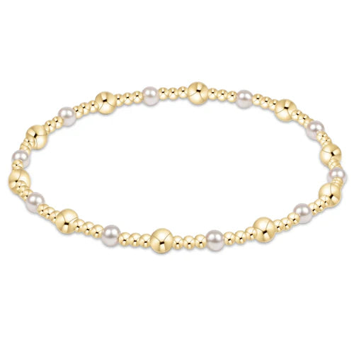 enewton: classic gold sincerity pattern 4mm bead bracelet - pearl