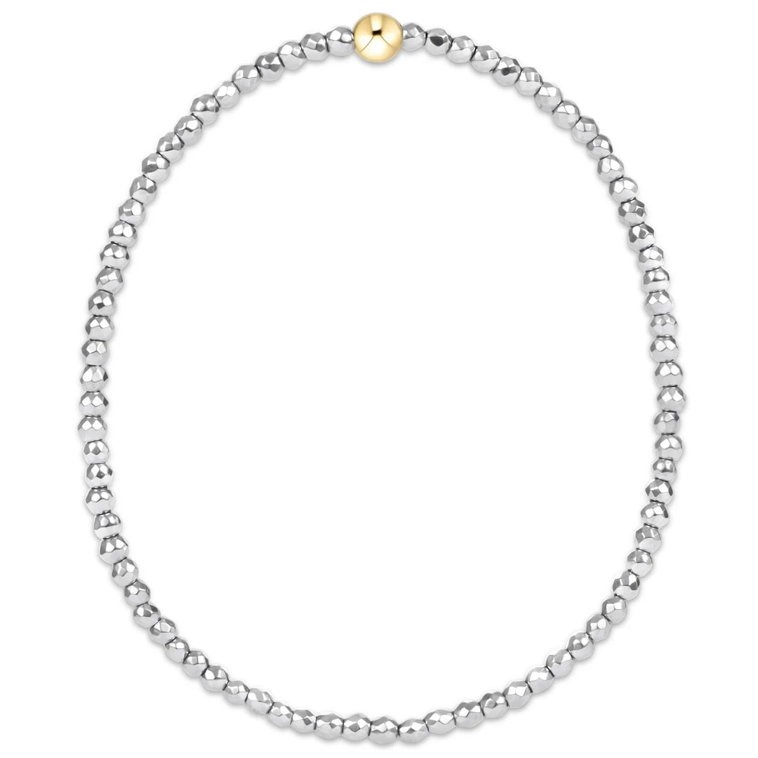 enewton: - Bright Silver Faceted Hematite 2mm Bead Bracelet