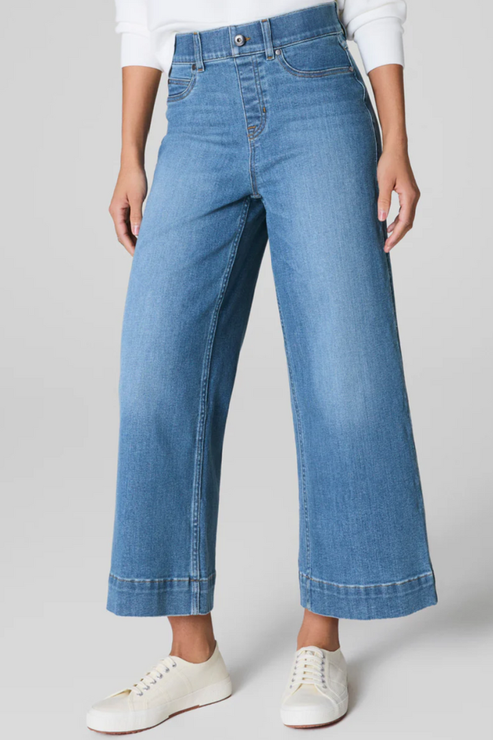 SPANX: SPANXshape™ EveryWear Cropped Wide Leg Jeans - Stonewashed Blue