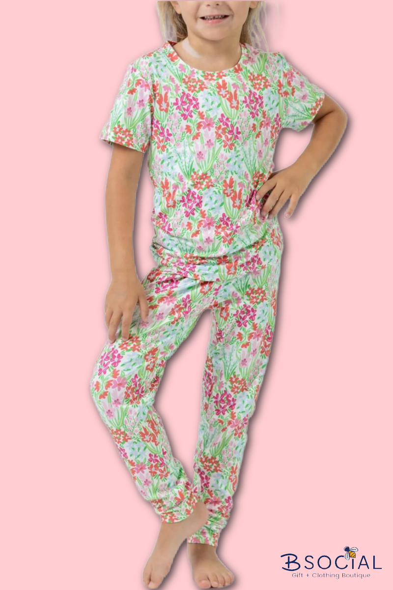 PJ Set Kids Happy Blooms Pink