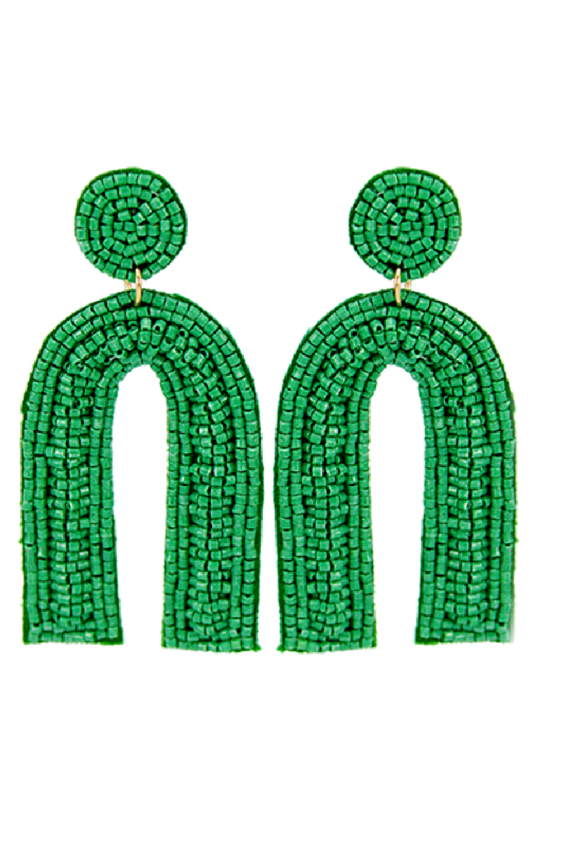 Turn Around Beaded Earrings - Kelly Green
