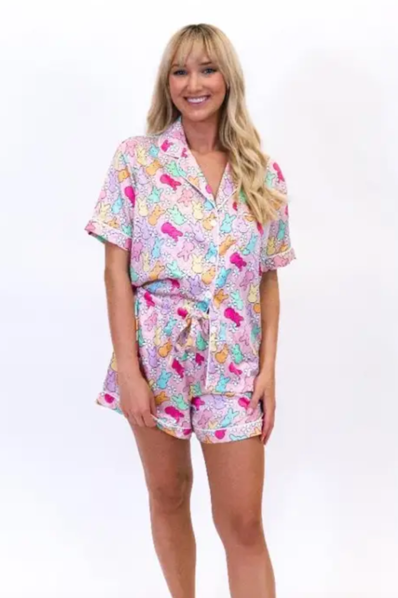 Jane Marie: Peep This Silky Satin Pajama Short Set