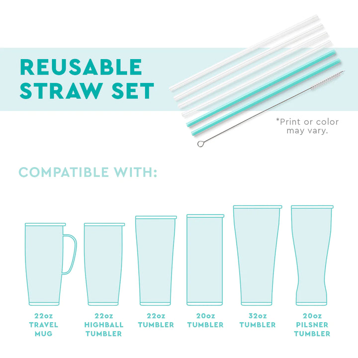 Swig: Red, White & Blue Glitter Reusable Straw Set