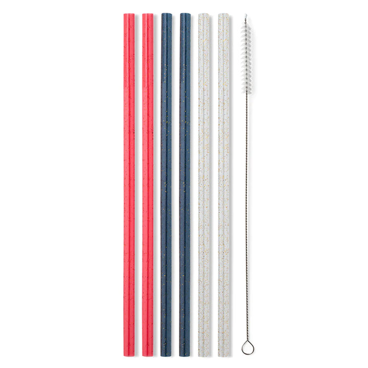 Swig: Red, White & Blue Glitter Reusable Straw Set