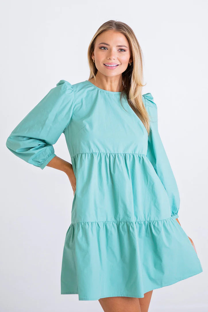 Karlie: Poplin Long Sleeve Dress