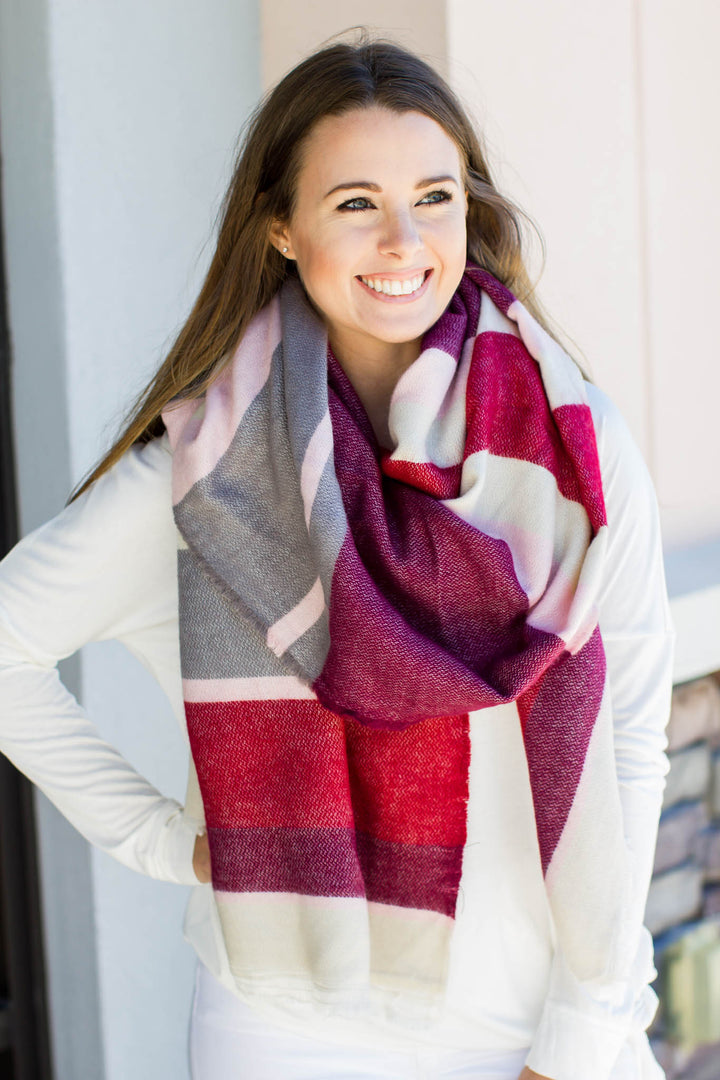 Hold On Stripe Blanket Scarf - Pink - A Cut Above Boutique