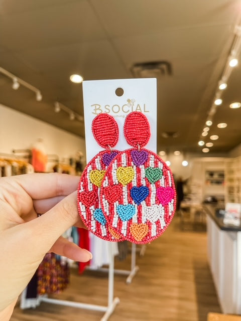 Multi Beaded Heart Dangles