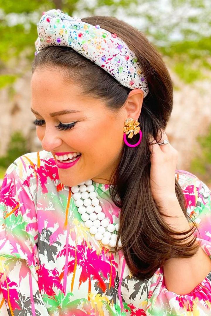 Brianna Cannon:  Rainbow Metallic Splatter Paint Beaded Headband