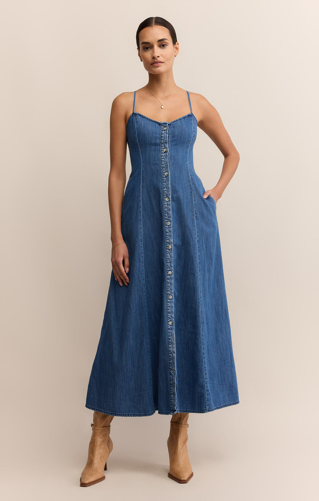 Z Supply: Angel Eyes Denim Midi Dress