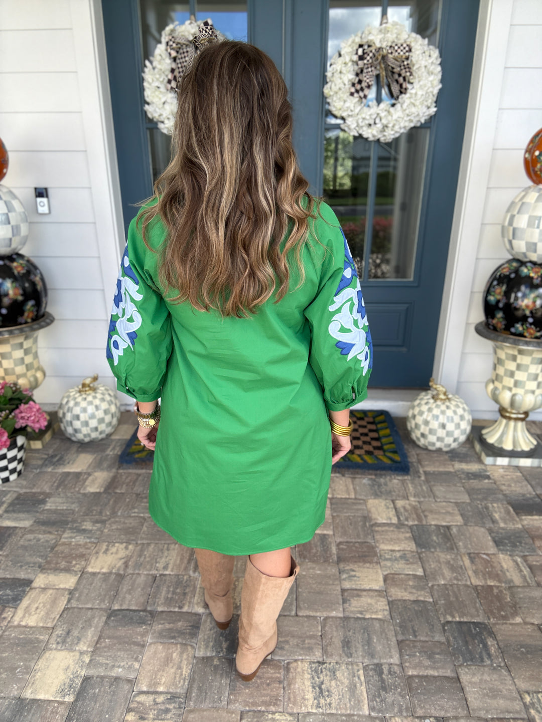 Bold & Beautiful Embroidered Shift Dress - Kelly Green