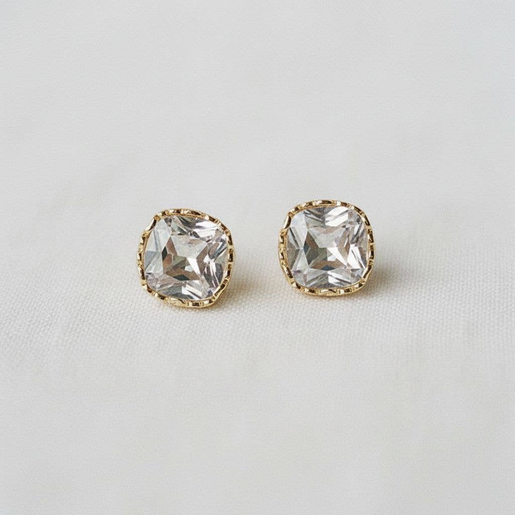 Chic Square Zirconia Drop Earrings - B Social Boutique