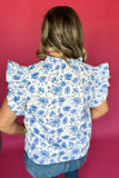 Simply Southern: Blue Buds Ruffled Sleeve Blouse