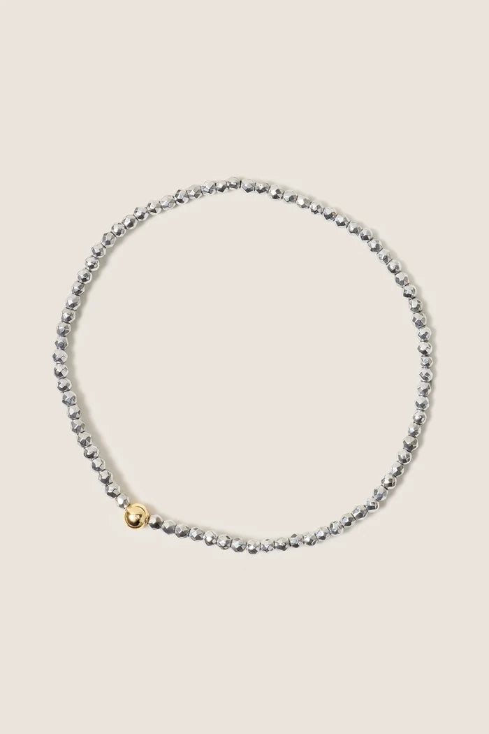 enewton: Classic Silver Faceted Hematite 2mm Bracelet
