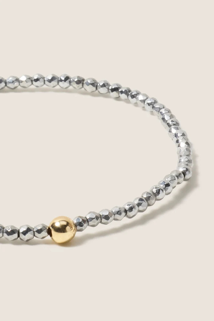enewton: Classic Silver Faceted Hematite 2mm Bracelet
