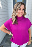 So Poised Mock Neck Sweater - Magenta